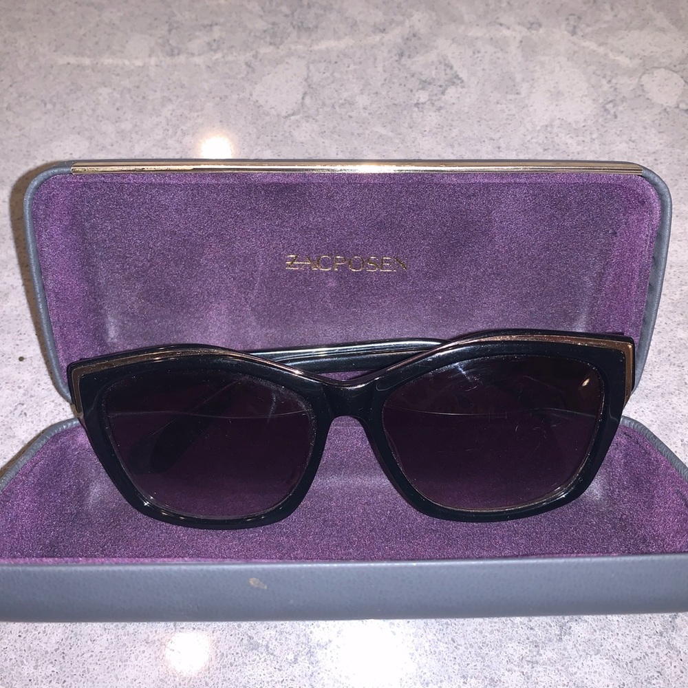 Zac Posen black and gold cat eye sunglasses